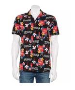 Coca-Cola Men&#39;s Button Down Hawaiian Flower Short Sleeve Shirt Floral Si... - £18.56 GBP