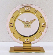 Art Deco Smiths Pink Mirror and Brass Table Clock - $74.25
