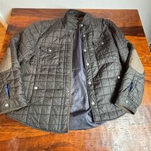 Tasso Elba Mens XXL Quilted Barn Jacket Brown Faux Suede Elbow Plaid Line - $62.27