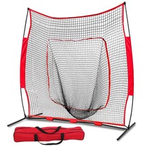Softball Hitting Batting Baseball Training Aids Net Practice With Bow Frame Bag - £60.82 GBP