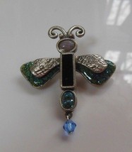 Vintage Enamel Rhinestone Butterfly Brooch - £19.55 GBP