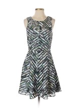 PARKER Women Green White Black Tropical Diagonal Print Sleeveless Dress - Small - £38.54 GBP