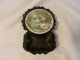 Vintage A Home In the Wilderness Coaster &amp; Black Metal Ashtray Enesco Japan - £31.47 GBP