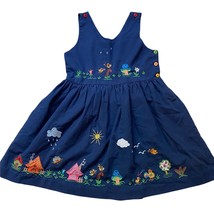 Emma Denim Embroidered Girls Dress Sz 4 - £18.82 GBP