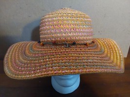 The Sak Vintage Straw Hat Sunhat Multicolor with Trim Rope Floppy - £31.71 GBP