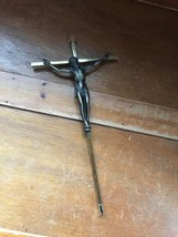 Vintage Solid Brass CROSS Crucifix Wall Plaque  – 4 and 7/8th’s x 9 and ... - £8.87 GBP