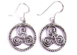 Fait à la Main 925 Argent Massif Solide Triple Spirale Femme Usure Goutte Dangle - £44.15 GBP+