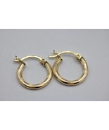 14K Yellow Gold Mini Textured Hoop Earrings 15mm 1.5 gr - $159.85 CAD