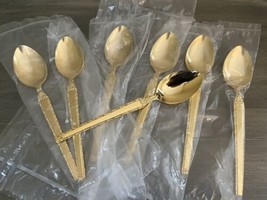 Vintage Gold Plated Stainless Teaspoons | Set of 6 | Brand: Luxury LX1 - NOS - £14.33 GBP