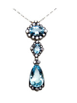 Victorian 1.20ct Rose Cut Diamond Blue Topaz Women’s Bridal Pendant Chri... - $482.21