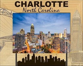 Charlotte North Carolina Laser Engraved Wood Picture Frame Landscape (8 x 10) - £42.58 GBP
