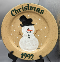 Three Rivers Pottery 10.25&quot; Plate Dish Snowman 1992 Amy Coshocton Hand P... - £7.18 GBP