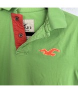 Vintage Hollister Polo Shirt Womens Large Neon Green Branded Buttons - £13.13 GBP