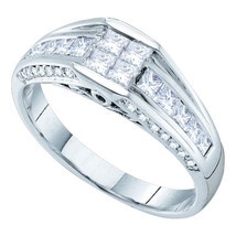 14kt White Gold Round Diamond Cluster Bridal Wedding Engagement Ring 1.00 Ctw - £1,121.93 GBP