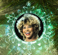 Tina Turner Snowflake Multi Color Blinking Light Holiday Christmas Tree Ornament - £12.27 GBP