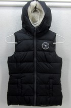 Abercrombie Kids Girls Medium Hooded Full Zip Faux Shearling Black Puffer Vest - £32.85 GBP