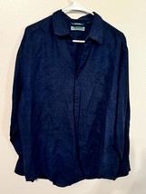 Cubavera Men’s 100% Linen Navy  Cigar Shirt Long Sleeve Button Up Casual... - $22.99