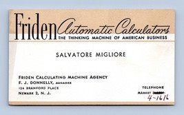 Friden Automatic Calculators Vintage Business Card Newark New Jersey NJ ... - £14.81 GBP