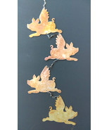Four Flying Pigs Metal Wind Catcher Spinner Rustic Garden &quot;When Pigs Fly&quot; - $32.00
