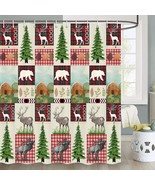 Cabin Bear Pine Deer Wildlife Lodge Fabric Shower Curtain, Modern Rustic... - £15.55 GBP