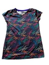 Reebok Girls Logo All Over Print Short Sleeve Athletic Top Size XL (18/20) - €8,56 EUR