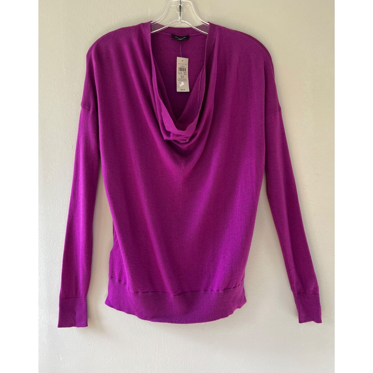 Ann Taylor Sz XS S Pink Pullover Sweater Knit Cowl Neck Stretch Blouse - $32.10