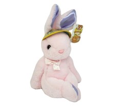 Vintage Tb Trading Baby Pink &amp; Purple Sitting Bunny Rabbit Stuffed Animal Plush - £29.14 GBP