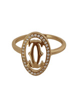 CARTIER 18K Pink Gold Diamond Logo Double C Ring, size 52 - $3,300.00