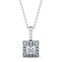 Halo Princess Lab Grown Diamond Pendant 14K White Gold - $1,100.00