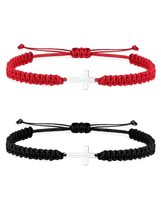 Long tiantian 2Pcs Red Cross Bracelets Handmade Braided Red String Bracelet for  - £12.74 GBP