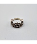 Sterling Silver Marcasite Ring Crown Royals Cross Size 6 Stamped 925 - £22.68 GBP