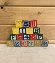 Vintage Letter Picture Wood Blocks 1950-1970 Mixed Lot of 18 Baby Toys - £21.32 GBP