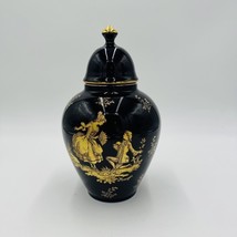 Limoges France Cobalt Blue Urn W/ Lid courting couple porcelain 9.5” Gol... - €50,63 EUR