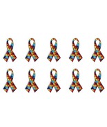 10 AUTISM AWARENESS RIBBON PINS 1.25&quot; Lapel Pin Metal Enamel Support Tie... - $317.30 MXN