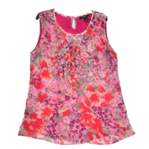 ALFANI Multicolor Lined Button Ruffle Front Sleeveless Top Size 12 - £13.48 GBP