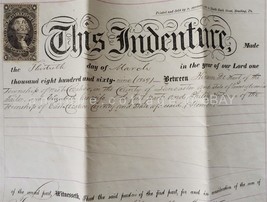 1869 Antique Deed Hiram Eliz De Hart To Philip Hortman Cocalico Twp Lancaster Pa - £71.01 GBP