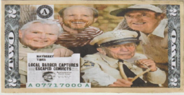 2022 Andy Griffith show Local Barber Captures Escaped Convicts $2 Novelty Bill . - £2.37 GBP