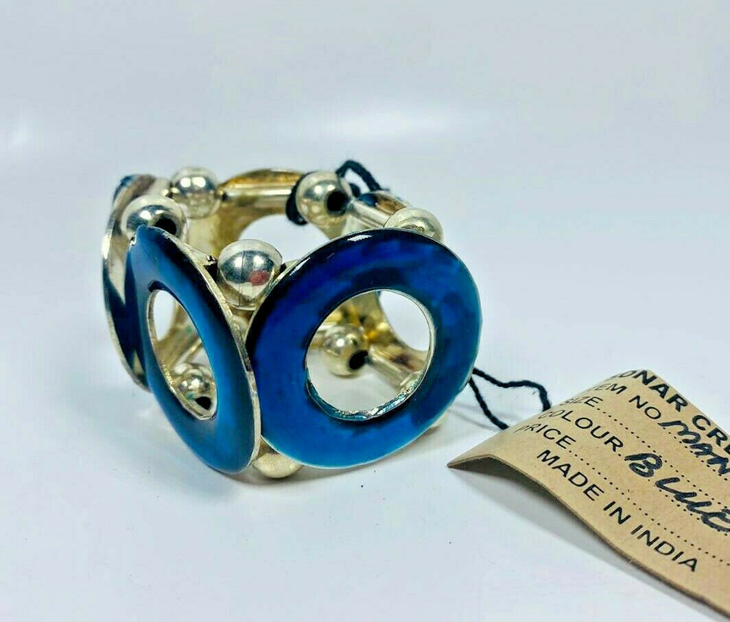 Lot of 2 Sonar Creative Napkin Rings in Big Blue Round Design - $7.76