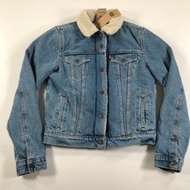 NEW Levi&#39;s Shearling Denim Jacket Womens Extra Small Light Wash Type 3 - £36.99 GBP