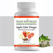 iLeafNaturals Apple Cider Vinegar W Grapefruit &amp; Coconut (MCT) 1000 MG - £14.00 GBP
