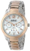 NEW August Steiner AS8076TTR Womens Diamond MOP Dial Day Date GMT Two To... - $43.51