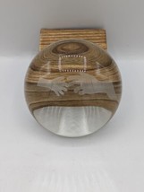Half Dome Paperweight Etched Child &amp; Adult Hands Clear Glass - $15.35