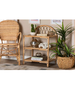 Eliza Natural Brown Finished Rattan 3-Tier Display Shelf - $4,378.85 MXN