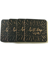 Coasters Set of 4 Graphic Square - Best Day Ever - Cork Backing, Black - $19.24 CAD