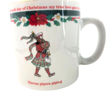 Tienshan Deck The Halls 11th Day Of Christmas Coffee Mug Pipers Piping 3.75 - $10.24