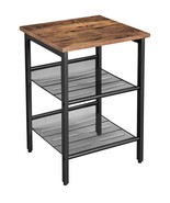 Nightstand with 2 Adjustable Mesh Shelves Industrial End Table (a) - £197.11 GBP