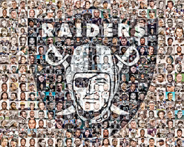 Oakland Raiders Mosaic Print Art Design Using Past &amp; Present Players. Gr... - $44.00+