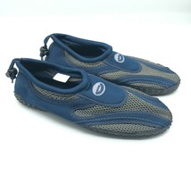 Easy USA Mens Water Shoes Slip On Drawstring Fabric Mesh Navy Blue Gray 10 - £15.36 GBP