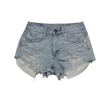 American Eagle Outfitters Shorts Womens 00 Blue High Rise Cut Off Distre... - $18.69