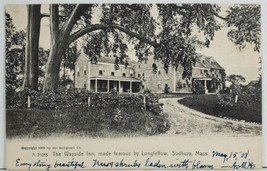 Sudbury Mass The Wayside Inn Famous by Longfellow 1908 to Mason NH Postcard O11 - £7.47 GBP